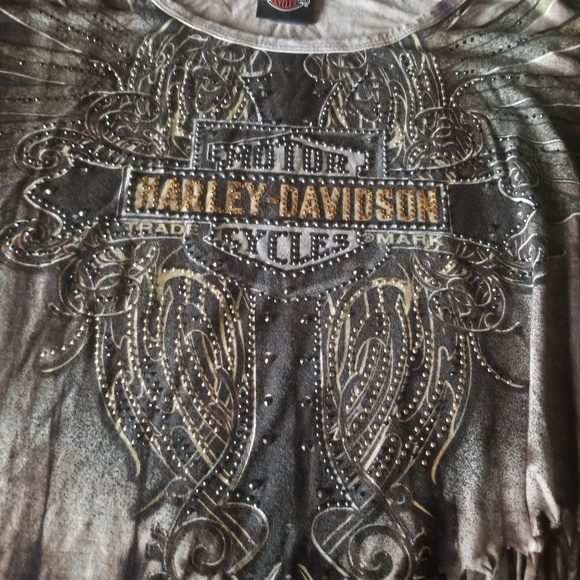 Harley Davidson fringe gemstone top - Picture 2 of 5
